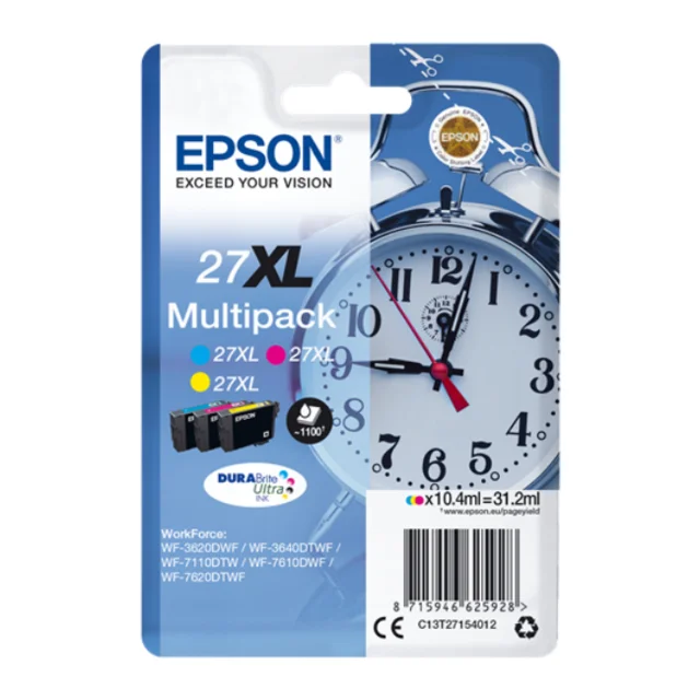 Epson Multipack 3-colour 27XL DURABrite Ultra Ink, Cian, Magenta, Amarillo, Epson, WF-3620DWF, WF-3640DTWF, WF-7110DTW, WF-7610D
Epson Multipack 3-colour 27XL DURABrite Ultra Ink, Cian, Magenta, Amarillo, Epson, WF-3620DWF, WF-3640DTWF, WF-7110DTW, WF-7610D