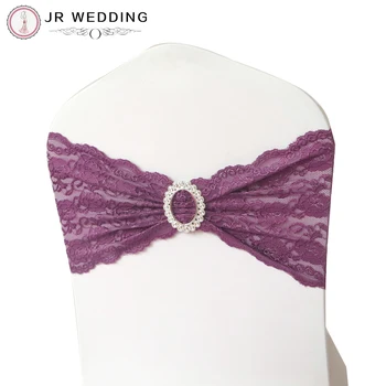 50 pcs Purple Spandex Lycra Lace Chair Band With Buckle For Birthday Use Wedding Decoration Fashion Lace Chair Chair Sashes
50 pcs Purple Spandex Lycra Lace Chair Band With Buckle For Birthday Use Wedding Decoration Fashion Lace Chair Chair Sashes