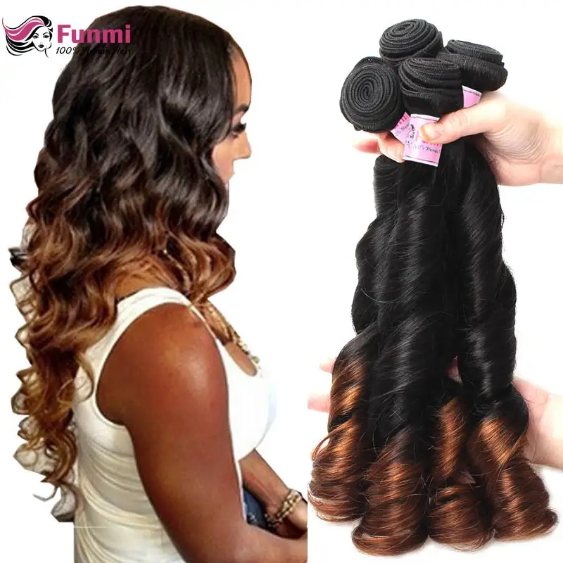 

Funmi Ombre Human Hair Bundles Bouncy Curly Ombre Bundles 1B 4 Brazilian Hair Weave Bundles Unprocessed Virgin Hair Bundles