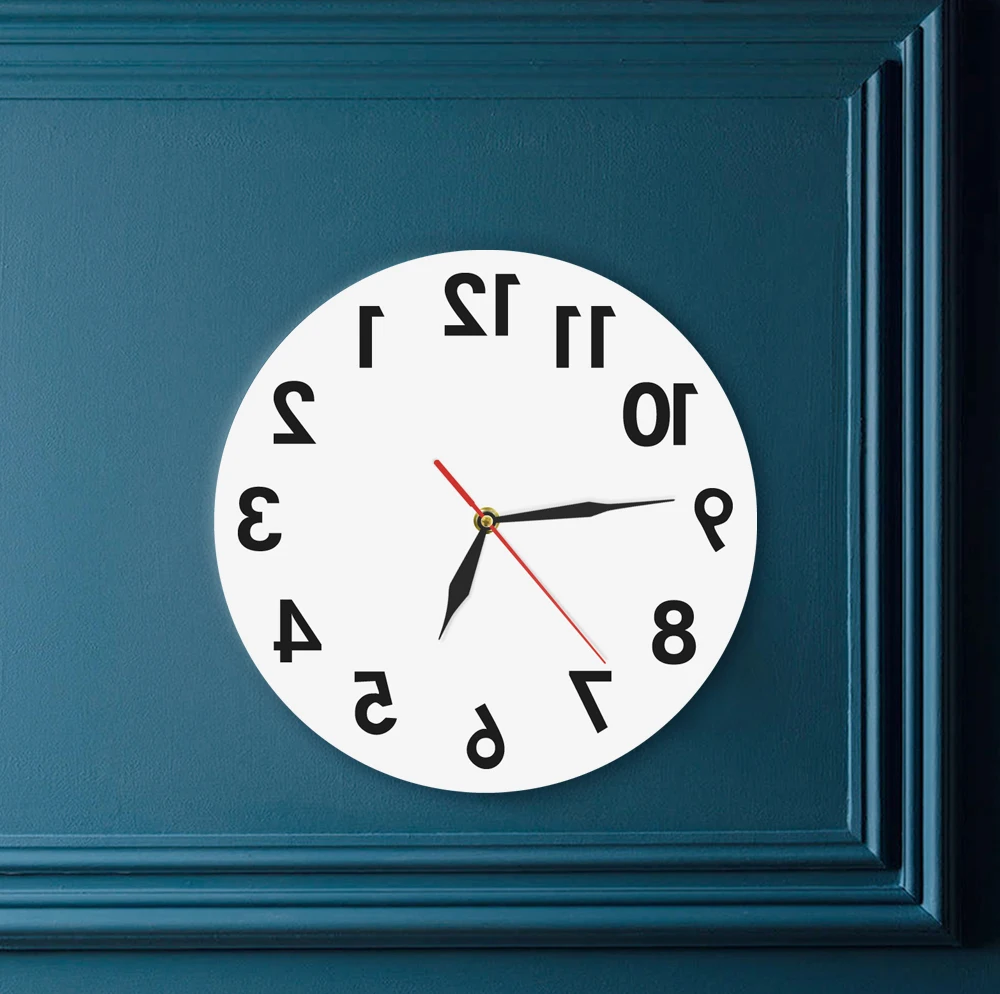 Reverse Wall Clock Unusual Numbers Backwards Modern Decorative Clock