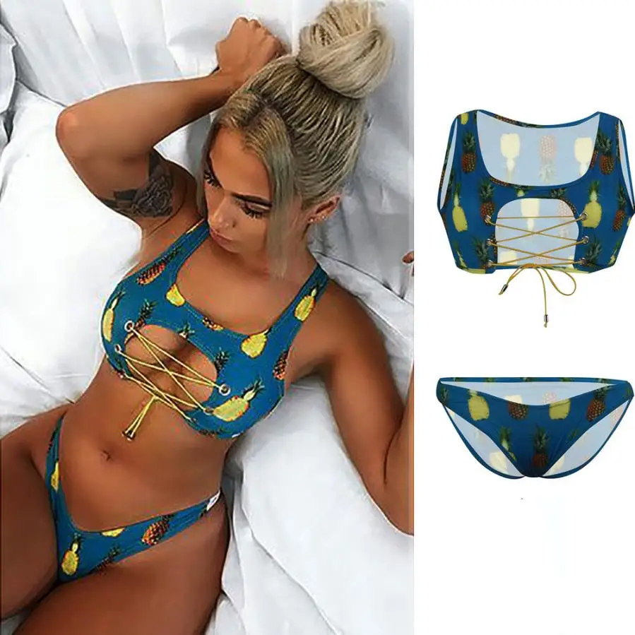 Womail Swimwear Women 2018 Pineapple Print High Cut Brazilian Bikini Set Push Up Hollow-out Bra Swimsuit Blue Beach Bathing suit
Womail Swimwear Women 2018 Pineapple Print High Cut Brazilian Bikini Set Push Up Hollow-out Bra Swimsuit Blue Beach Bathing suit