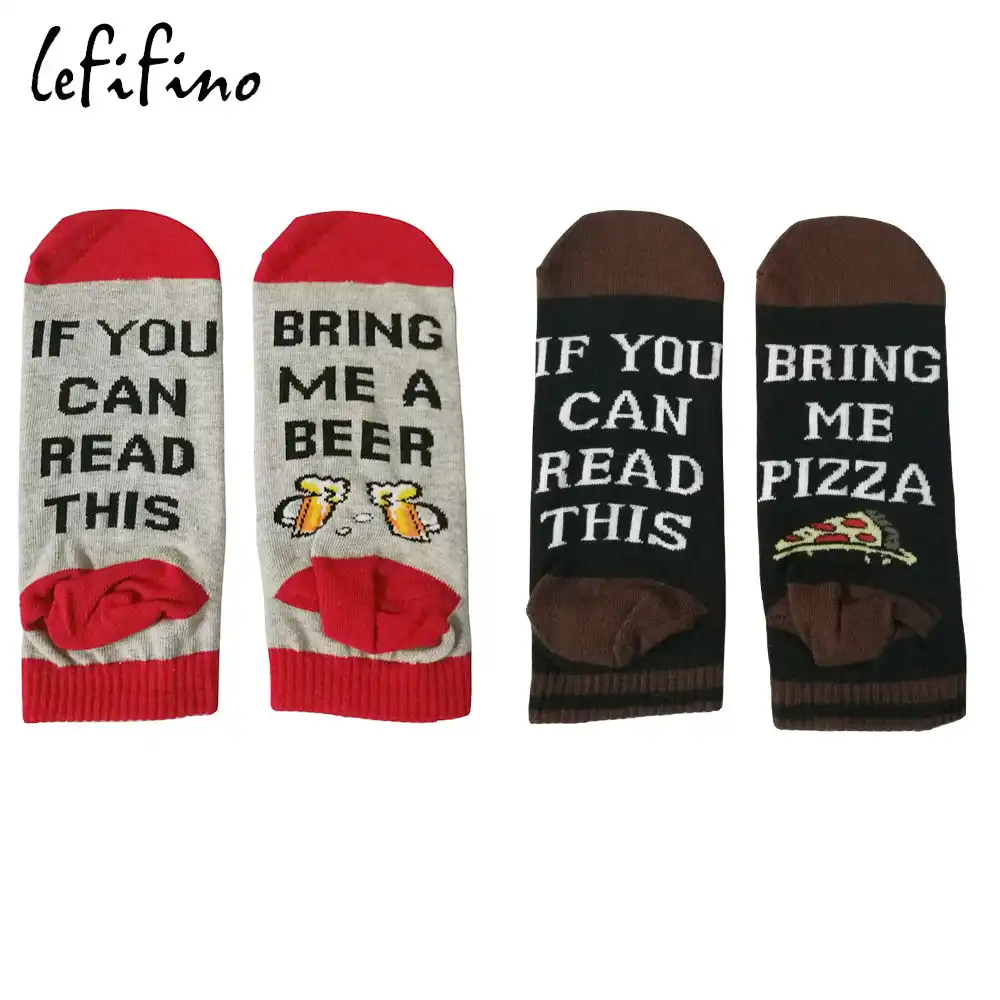 summer funny cotton socks if you can read this bring me a pizz