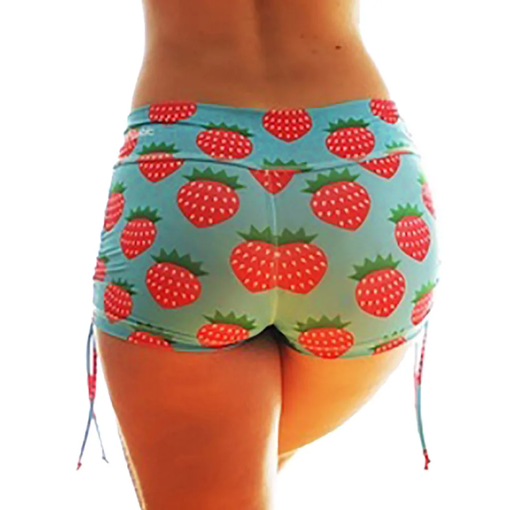 Женские летние шорты с принтом фрукты размера плюс повседневные высокой талией