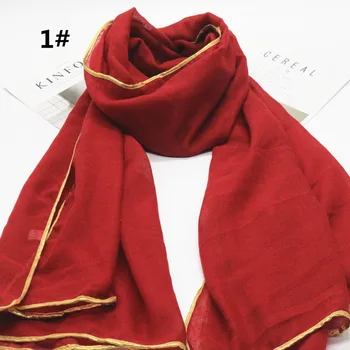 Soft&fashion new golden edge solid color shawls viscose cotton Muslim hijab woman scarves pashmina bandana silk scarf 10pcs/lot
Soft&fashion new golden edge solid color shawls viscose cotton Muslim hijab woman scarves pashmina bandana silk scarf 10pcs/lot