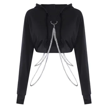 2019 Women Crop Top Hoodie Gothic Punk Long Sleeve Hooded Sweatshirt Casual Solid Blouse Pullover Crop Top Bluza Damska
2019 Women Crop Top Hoodie Gothic Punk Long Sleeve Hooded Sweatshirt Casual Solid Blouse Pullover Crop Top Bluza Damska