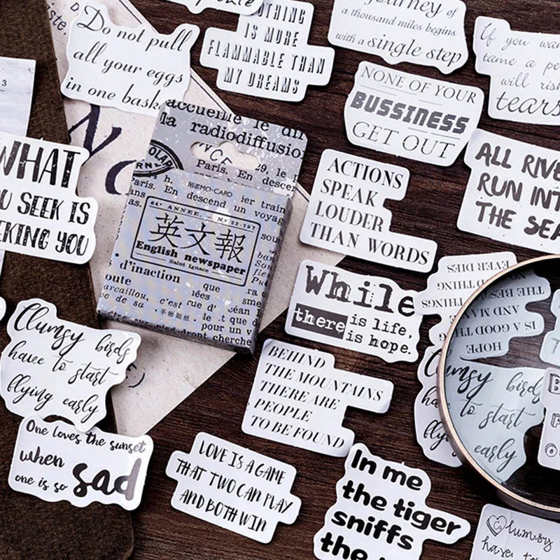 46pcs Vintage English Word Stickers Creative Stationery Adhesive Label Stickers Bullet Journal Accessories Diary Scrapbooking
46pcs Vintage English Word Stickers Creative Stationery Adhesive Label Stickers Bullet Journal Accessories Diary Scrapbooking