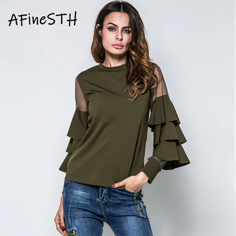 AFineSTH Bell Sleeve O-neck Woman Tops 2019 Early Autumn New Solid Color Ladies Thin Tops Casual Streetwear Stright Cotton Tops
AFineSTH Bell Sleeve O-neck Woman Tops 2019 Early Autumn New Solid Color Ladies Thin Tops Casual Streetwear Stright Cotton Tops