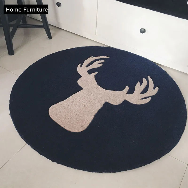 Image The new modern minimalist Nordic elk living room carpet fashion round coffee table bedroom bedside carpet thickening