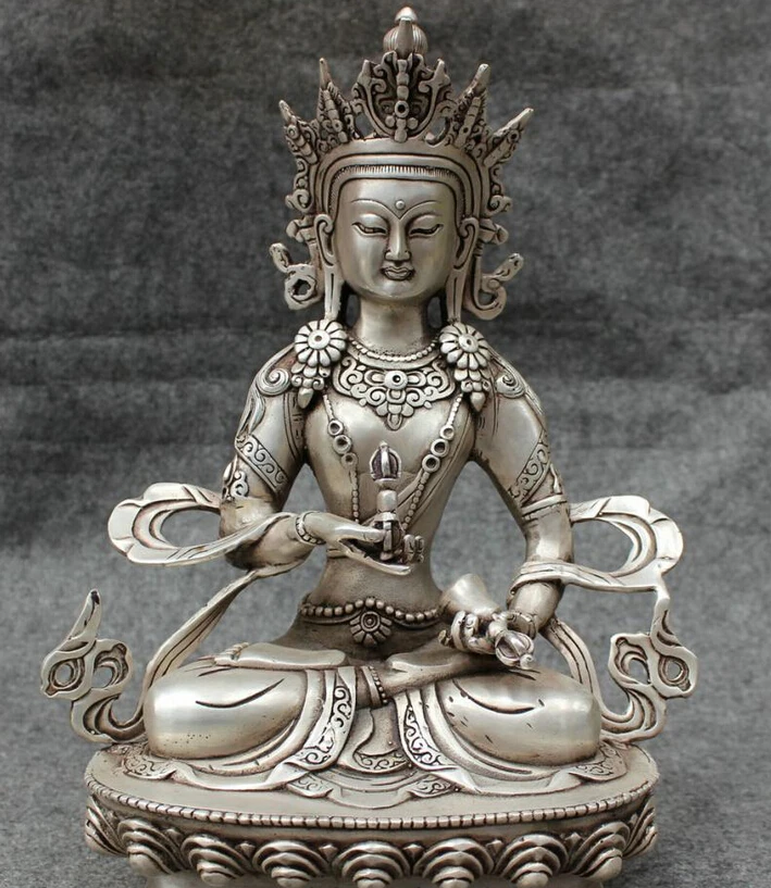 S4474 11" Tibet Silver Buddhism Vajra Vajradhara Vajrabhairava Goddess Buddha Statue D0318
S4474 11" Tibet Silver Buddhism Vajra Vajradhara Vajrabhairava Goddess Buddha Statue D0318
