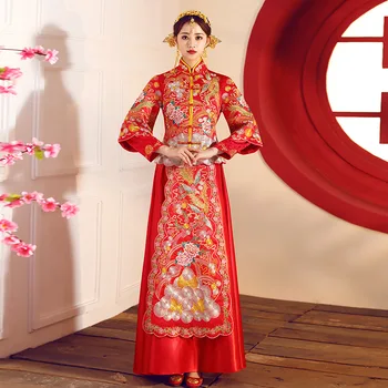 NEW Women Cheongsams Chinese Traditional Wedding Dress Embroidery Loose Cheongsam Red Qipao Long Oriental Evening Dresses
NEW Women Cheongsams Chinese Traditional Wedding Dress Embroidery Loose Cheongsam Red Qipao Long Oriental Evening Dresses