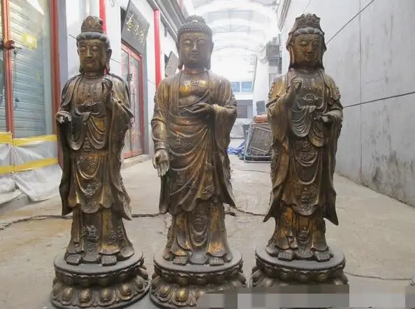 40"Tibet Bronze Three Saints of West Sakyamuni carved full systemic Buddha Set
40"Tibet Bronze Three Saints of West Sakyamuni carved full systemic Buddha Set