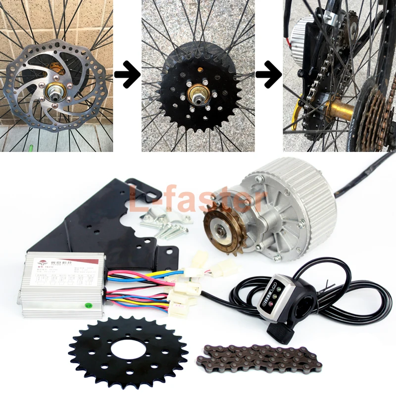 

24V36V 450W Electric Bike Conversion Kit For Disc Brake Rotor Left Side Mounting Electric Bicycle Motor Kit With Thumb Throttle