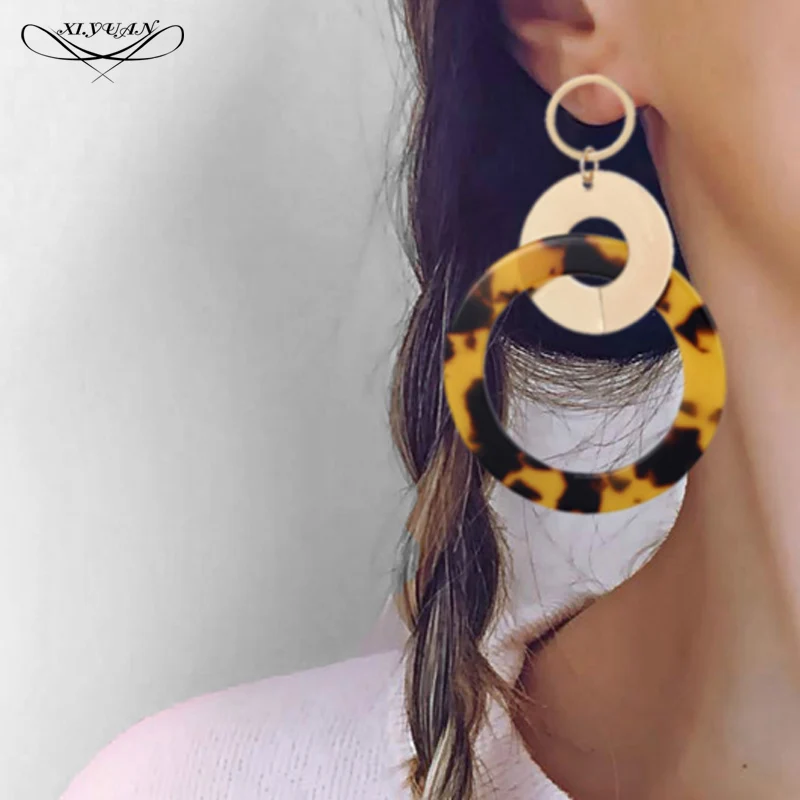 Fashion Big Round Geometric Women Long Earrings Gold Color Brown Tortoiseshell Acetic Earrings Circular Temperament Jewelry
Fashion Big Round Geometric Women Long Earrings Gold Color Brown Tortoiseshell Acetic Earrings Circular Temperament Jewelry