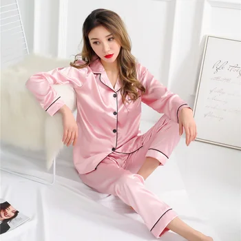 Autumn Pajama Sets Silk Satin Sleepwear Suit Pyjamas Plus Size 3XL 4XL 5XL Long Sleeve Women nightwear Set Casual home service
Autumn Pajama Sets Silk Satin Sleepwear Suit Pyjamas Plus Size 3XL 4XL 5XL Long Sleeve Women nightwear Set Casual home service