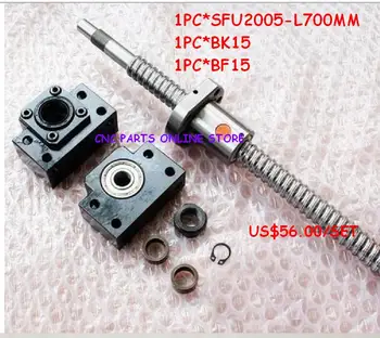 2005 ball screw L700mm with ball nut +end machining + BK15 BF15 support CNC parts
2005 ball screw L700mm with ball nut +end machining + BK15 BF15 support CNC parts