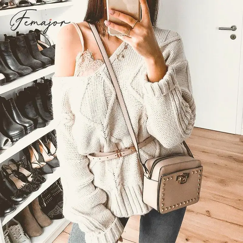 Femajor Women V Neck Sweater 2019 Autumn Winter Fashion White Long Sleeves Knittede Tops Female Chic Loose Pullover Mujer Jumper
Femajor Women V Neck Sweater 2019 Autumn Winter Fashion White Long Sleeves Knittede Tops Female Chic Loose Pullover Mujer Jumper
