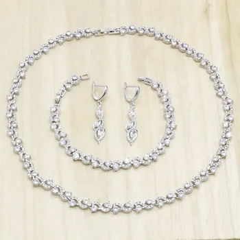 White Cubic Zirconia Silver Color Bridal Jewelry Sets For Women Necklace Earrings Bracelet Engagement Birthday Gift
White Cubic Zirconia Silver Color Bridal Jewelry Sets For Women Necklace Earrings Bracelet Engagement Birthday Gift