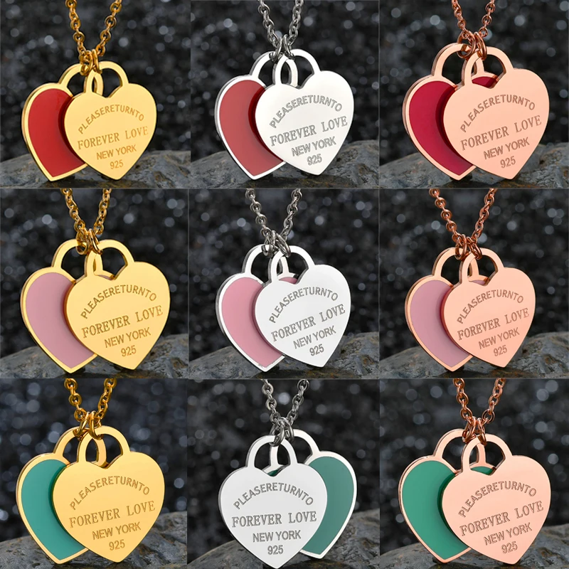 Charm Women Double Love Oil Drip Enamel Necklace Foever Love 925 Stainless Steel Pendant Valentines Gift
Charm Women Double Love Oil Drip Enamel Necklace Foever Love 925 Stainless Steel Pendant Valentines Gift