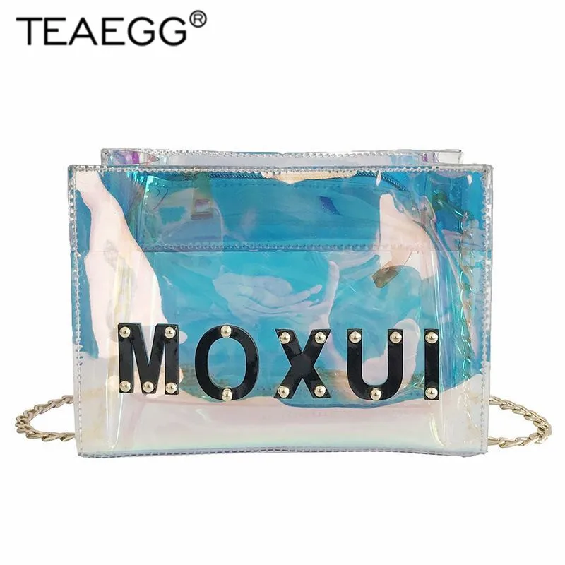 TEAEGG Crossbody Bags Women 2019 Laser Transparent Bags Fashion Women Korean MOXUI Letter Shoulder Bag Messenger PVC Beach Bag 
TEAEGG Crossbody Bags Women 2019 Laser Transparent Bags Fashion Women Korean MOXUI Letter Shoulder Bag Messenger PVC Beach Bag