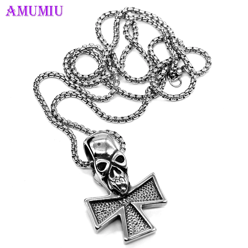 Фото Ожерелье с подвеской AMUMIU винтажное ожерелье в стиле панк-рок из нержавеющей