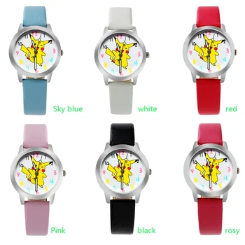 new arrived 6 colors classic fashion cartoon Pikachu lovely leather gift wristwatches student kids dress gift cute watches girl
new arrived 6 colors classic fashion cartoon Pikachu lovely leather gift wristwatches student kids dress gift cute watches girl