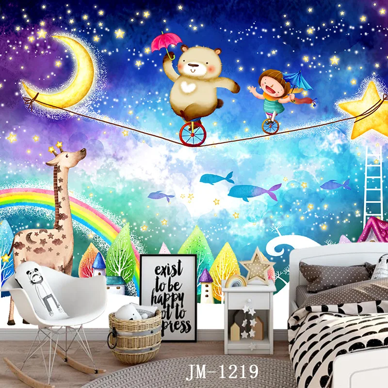 Star moon rainbow bear child bedroom non-woven wallpaper cartoon children room background wall paper fantastic mural household
Star moon rainbow bear child bedroom non-woven wallpaper cartoon children room background wall paper fantastic mural household