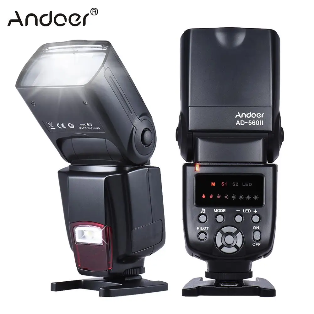 Andoer AD-560 II Universal Camera Flash Speedlite GN50 w/ Adjustable LED Fill Light for Canon Nikon Olympus Pentax DSLR Cameras
Andoer AD-560 II Universal Camera Flash Speedlite GN50 w/ Adjustable LED Fill Light for Canon Nikon Olympus Pentax DSLR Cameras