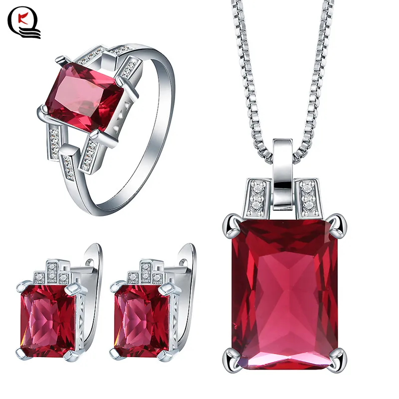 Fashion Silver Jewelry Sets for Women Red Blue Crystal Pendant Necklace Stud Earrings Ring Sets Party Jewelry 3pcs Sets
Fashion Silver Jewelry Sets for Women Red Blue Crystal Pendant Necklace Stud Earrings Ring Sets Party Jewelry 3pcs Sets