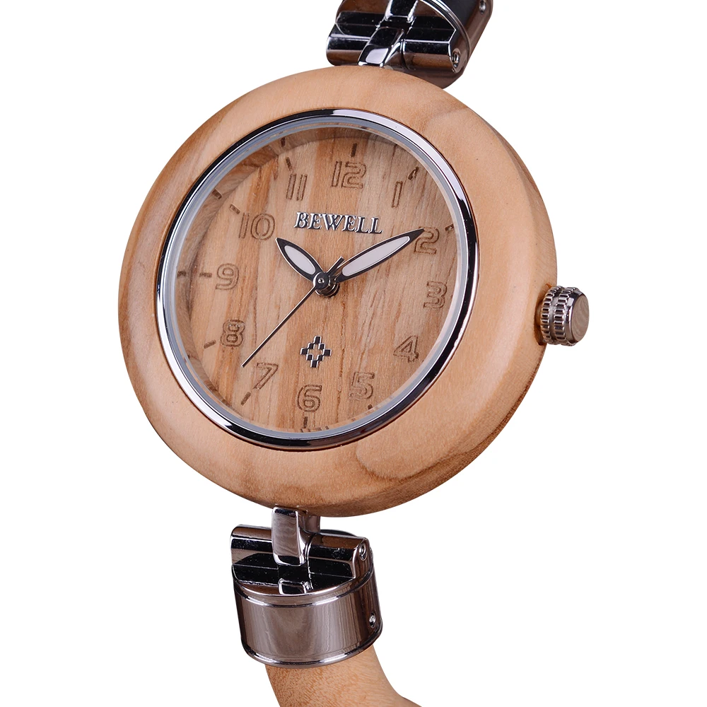 BEWELL Ladies Slimline Wooden Band Quartz Watch BEWELL Ladies Slimline Wooden Band Quartz Watch