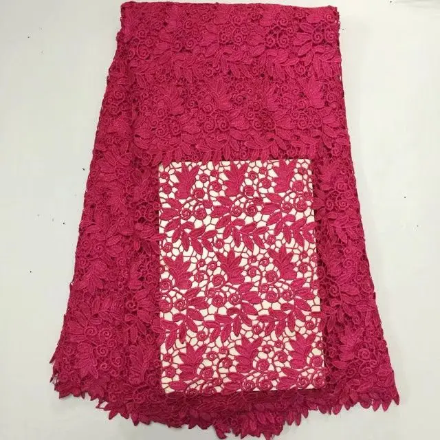 5 Yards/pc Nice looking fuchsia african water soluble guipure lace embroidery for french cord lace fabric for dress BW159-5
5 Yards/pc Nice looking fuchsia african water soluble guipure lace embroidery for french cord lace fabric for dress BW159-5