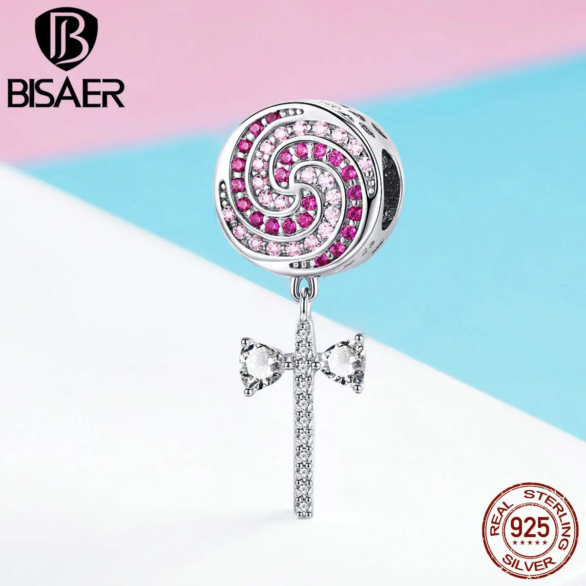 BISAER 2019 New 925 Sterling Silver Candy Lollipop Shape Charms Pink CZ Sweety Beads fit Bracelets 925 Silver Jewelry ECC1136
BISAER 2019 New 925 Sterling Silver Candy Lollipop Shape Charms Pink CZ Sweety Beads fit Bracelets 925 Silver Jewelry ECC1136