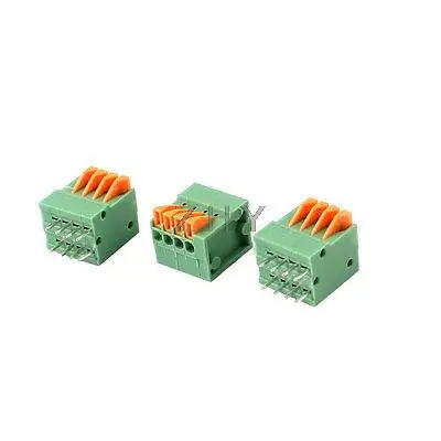 3 Pcs 2.54mm 4 Positions PCB Mount Screwless Spring Terminal Blocks 150V 2A