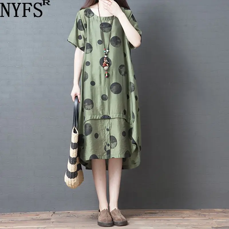 NYFS 2019 New Summer dress Vintage Loose Dot Printing Stylish comfortable loose Women dress Vestidos Robe
NYFS 2019 New Summer dress Vintage Loose Dot Printing Stylish comfortable loose Women dress Vestidos Robe