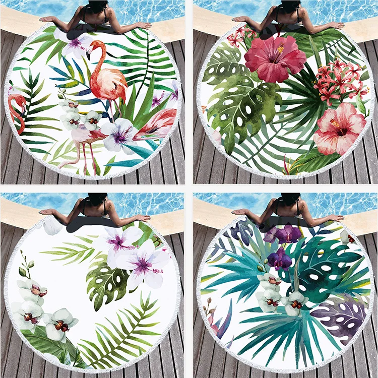 Dream NS Factory direct round printed Green leaves with flamingos beach towel microfiber plus tassel feel soft customizable LOGO
Dream NS Factory direct round printed Green leaves with flamingos beach towel microfiber plus tassel feel soft customizable LOGO