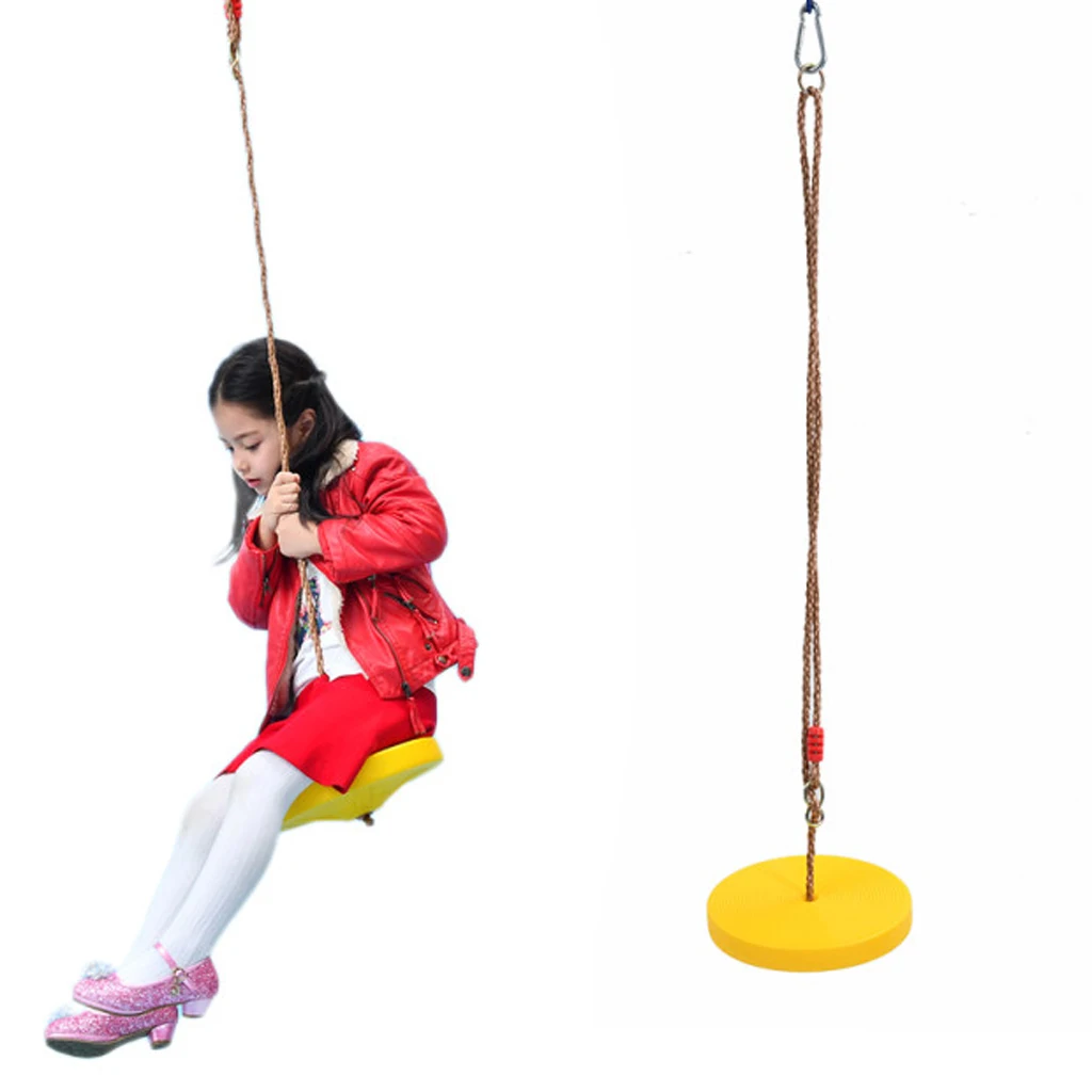 Pack of 2 Outdoor Tree Hanging Swing Rope with Base and 6 Rungs Ladder Playground Toy Set for Kids Pack of 2 Outdoor Tree Hanging Swing Rope with Base and 6 Rungs Ladder Playground Toy Set for Kids