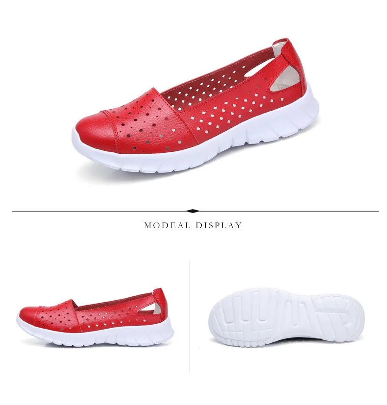 2019 Summer women flat shoes genuine leather cutout ballet flats shoes flats ladies slip on loafers nurse boat shoes (5)