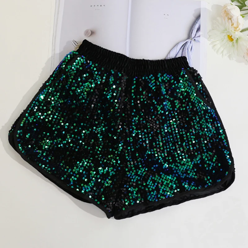Summer Fall Fashion Stylish Women Elastic Waisted Green Black Silver Sequined Hot Shorts , Spring Woman Wide Leg Glitter Shorts
Summer Fall Fashion Stylish Women Elastic Waisted Green Black Silver Sequined Hot Shorts , Spring Woman Wide Leg Glitter Shorts