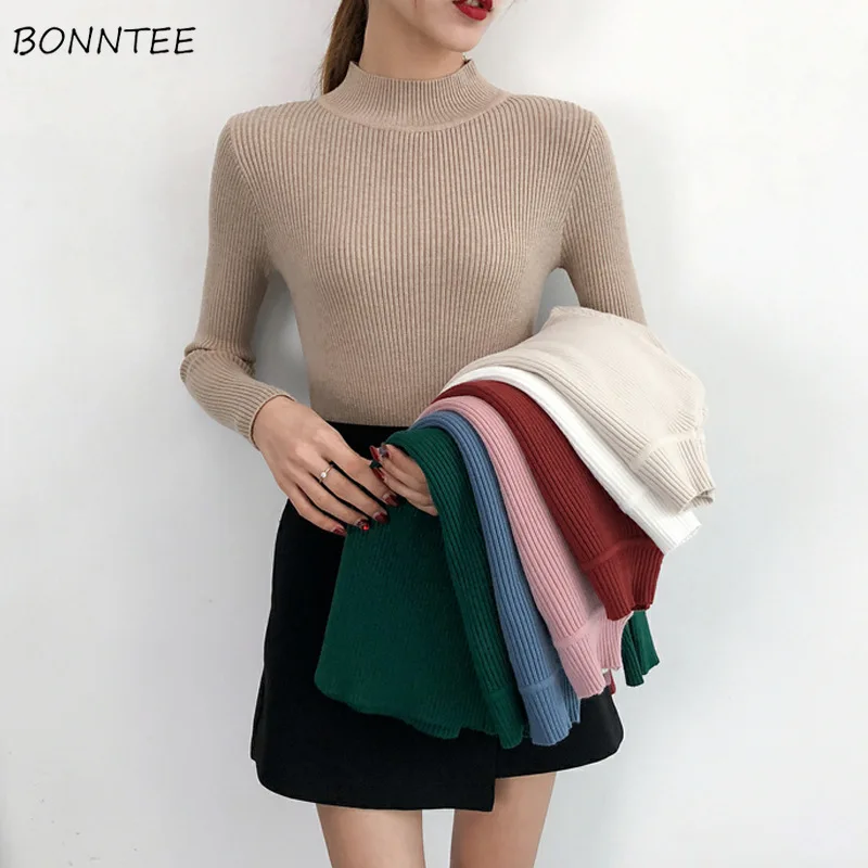 Pullovers Women Elegant Trendy Slim Knitted Sweater Korean Style Cute Womens All-match Pullover Simple Leisure Thicker Sweaters
Pullovers Women Elegant Trendy Slim Knitted Sweater Korean Style Cute Womens All-match Pullover Simple Leisure Thicker Sweaters