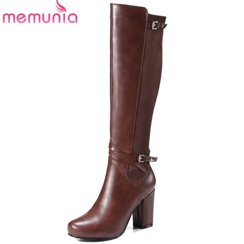MEMUNIA 2018 new arrival round toe autumn winter boots zipper with buckle knee high boots fashion party shoes high heels boots 
MEMUNIA 2018 new arrival round toe autumn winter boots zipper with buckle knee high boots fashion party shoes high heels boots