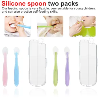 Heat-Resistant Tableware Flatware Children Food Baby Feeding Cutlery 2Pcs Baby Soft Head Spoon Silicone Candy Color Spoon
Heat-Resistant Tableware Flatware Children Food Baby Feeding Cutlery 2Pcs Baby Soft Head Spoon Silicone Candy Color Spoon