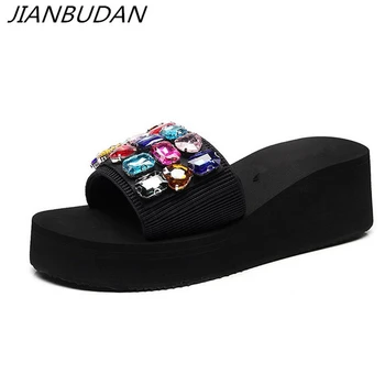 JIANBUDAN/ Comfortable Soft bottom Beach shoes Platform wedge women's slippers Non-slip thick heel Rhinestone decorative slipper
JIANBUDAN/ Comfortable Soft bottom Beach shoes Platform wedge women's slippers Non-slip thick heel Rhinestone decorative slipper