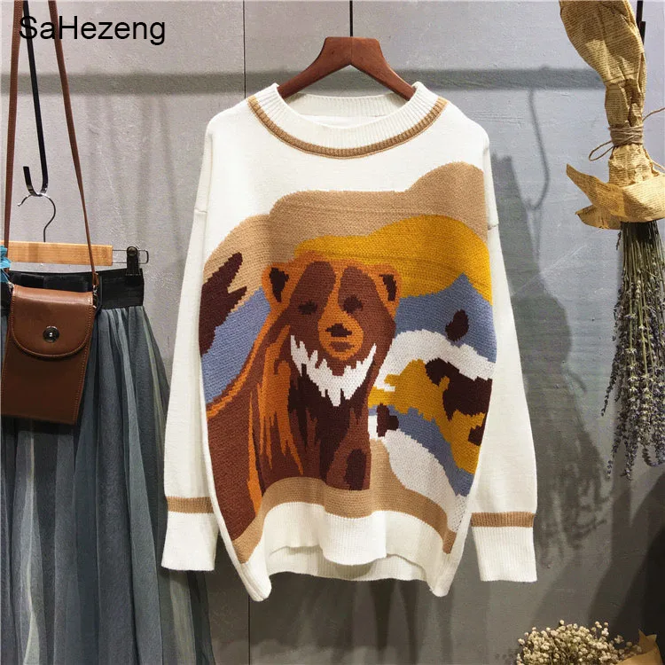 SaHezeng 2017 Autumn Winter Women Sweater Fashion Casual Pullover Tops Animal Bear Long Sleeve Knitted Sweaters Tops S32 
SaHezeng 2017 Autumn Winter Women Sweater Fashion Casual Pullover Tops Animal Bear Long Sleeve Knitted Sweaters Tops S32