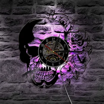 1Piece Skull With Rose Vintage Vinyl Record Wall Clock With LED Backlight Hippie Skull Modern Wall Hanging Decorative Lighting
1Piece Skull With Rose Vintage Vinyl Record Wall Clock With LED Backlight Hippie Skull Modern Wall Hanging Decorative Lighting