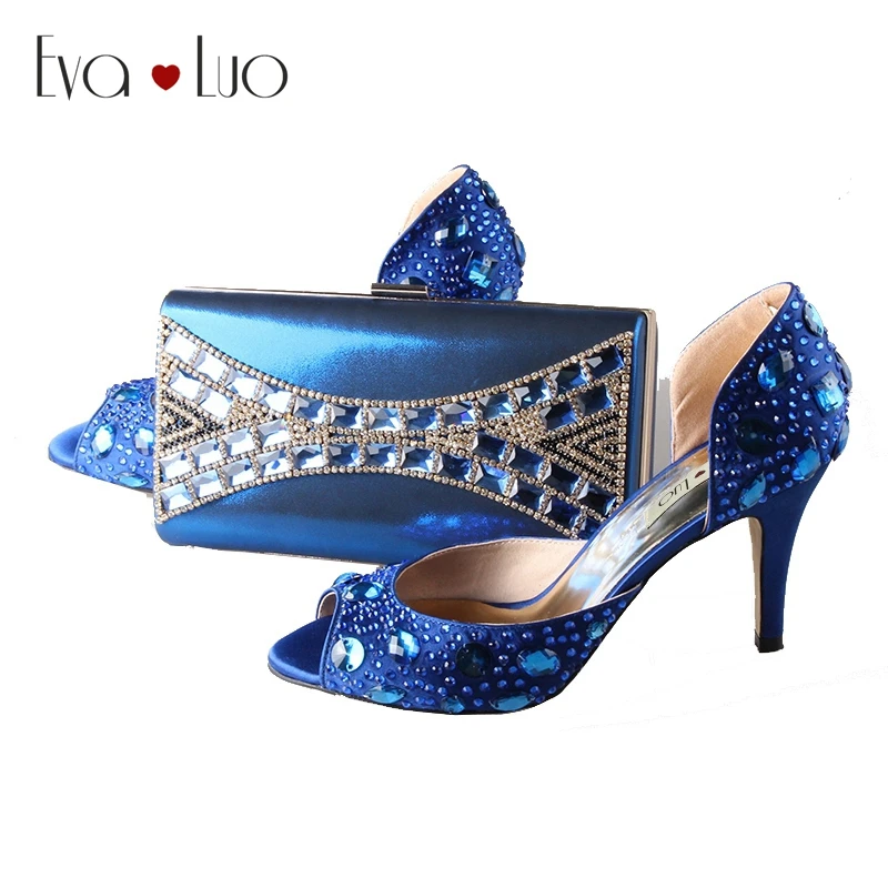 BS009 Custom Made Royal Blue Rhinestones Italian Shoes With Matching Bag Set Bridal Wedding Shoes Women Dress Sandals Plus size
BS009 Custom Made Royal Blue Rhinestones Italian Shoes With Matching Bag Set Bridal Wedding Shoes Women Dress Sandals Plus size