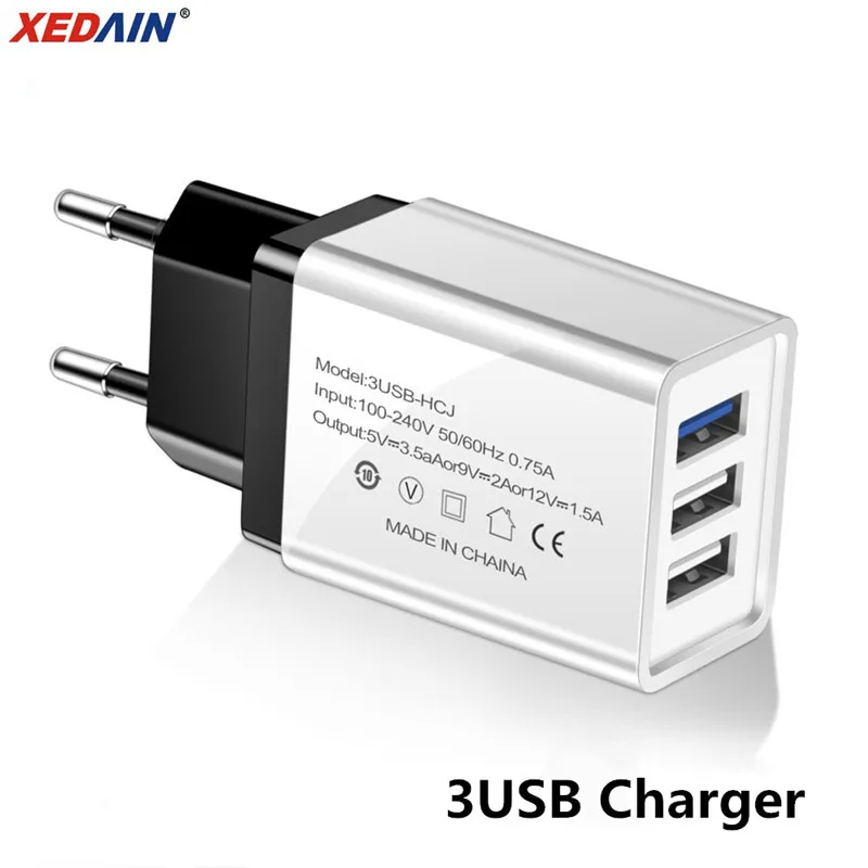 USB Charger 3-Port Plug Fast Charging EU/US Charger for Samsung iPhone XiaoMi Huawei Wall Mobile Phone Universal Adapter Charger
USB Charger 3-Port Plug Fast Charging EU/US Charger for Samsung iPhone XiaoMi Huawei Wall Mobile Phone Universal Adapter Charger