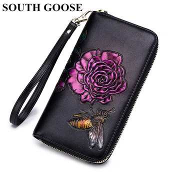 SOUTH GOOSE Brand Women Leather Wallet Female Wrist Strap Embossing Long Clutch Wallets Multi-Function Wallet Credit Card Holder
SOUTH GOOSE Brand Women Leather Wallet Female Wrist Strap Embossing Long Clutch Wallets Multi-Function Wallet Credit Card Holder