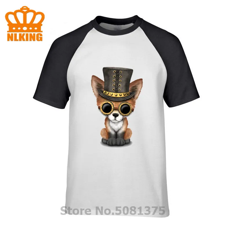 

Summer Steampunk Baby Red Fox Cub God T Shirt 2019 Men Short Sleeve India Ganesha Cotton T-shirts Cotton Shiva The God Tops Tees