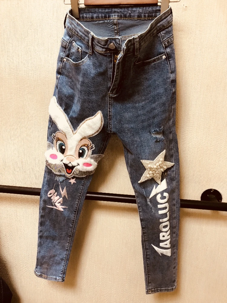 plus size 25-31!2019 spring new fashion embroidery cartoon hole beading skinny pencil jeans women
plus size 25-31!2019 spring new fashion embroidery cartoon hole beading skinny pencil jeans women