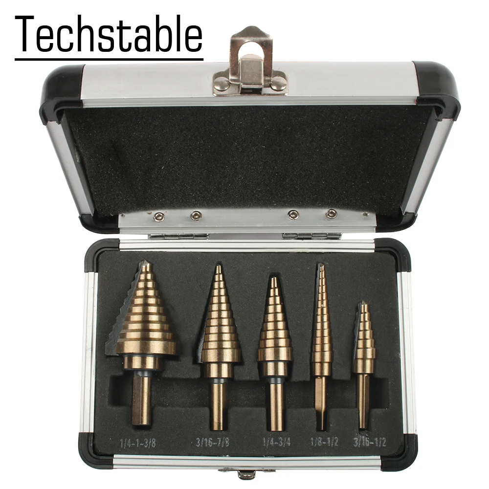 5pcs Step Drill Bit Set Hss Cobalt Multiple Hole SAE Step Drills 1/4-1-3/8 3/16-7/8 1/4-3/4 1/8-1/2 3/16-1/2
5pcs Step Drill Bit Set Hss Cobalt Multiple Hole SAE Step Drills 1/4-1-3/8 3/16-7/8 1/4-3/4 1/8-1/2 3/16-1/2