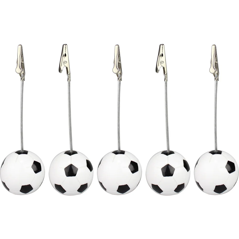 Image wholesalelot 5pcs solid resin soccer football wire recipe desk card note memo photo clip holder or paper weight